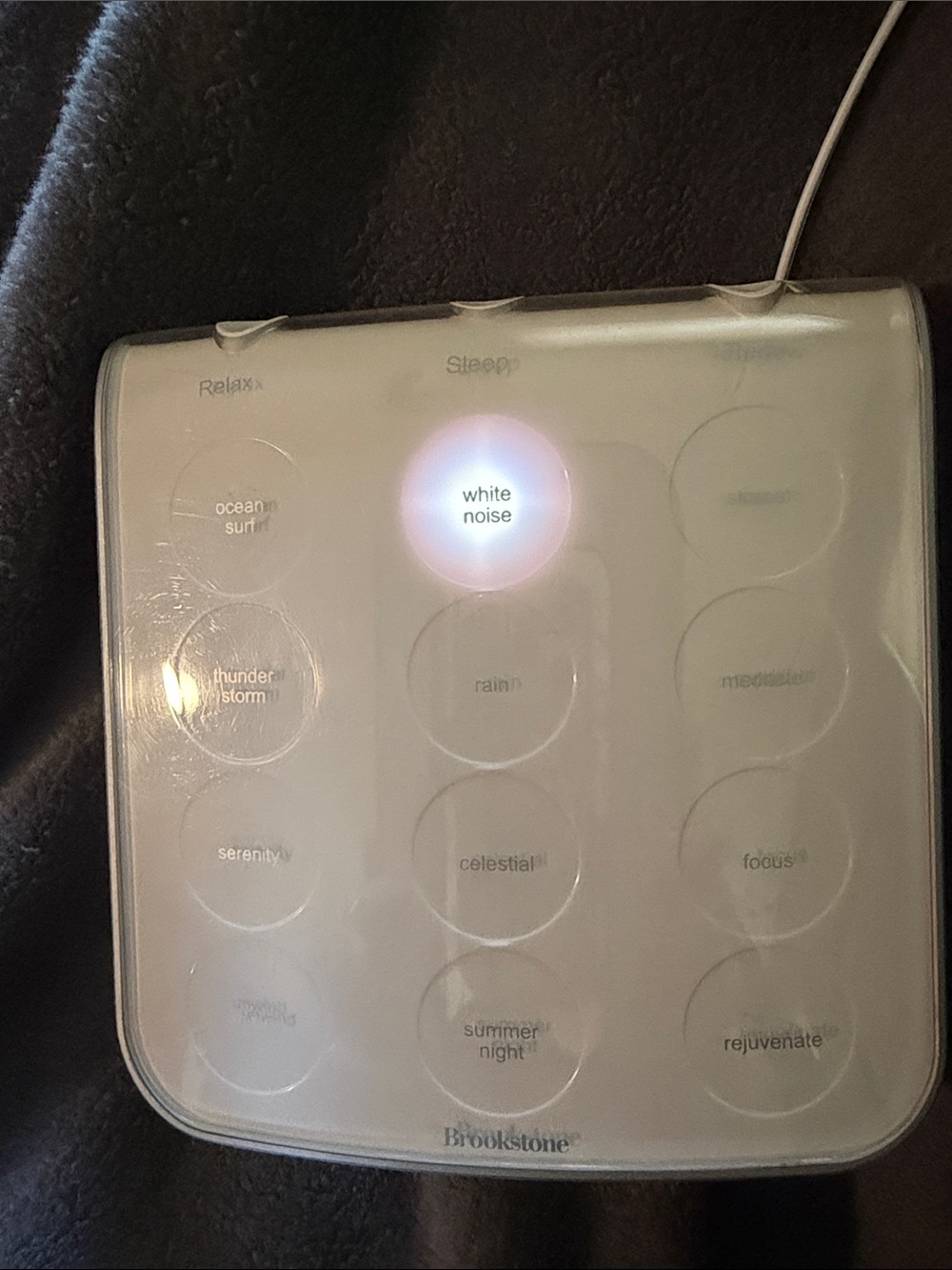 Brookstone White Sound Machine with Soft White LED